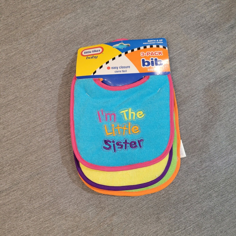 Little Tikes Baby 3-Pack Bib Set Little Sister Sweetie Diva Multi-Color VTG